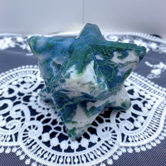 Moss Agate Geode Merkaba