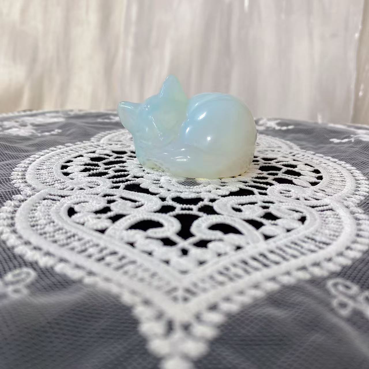 Opalite Sleeping Cat Carving