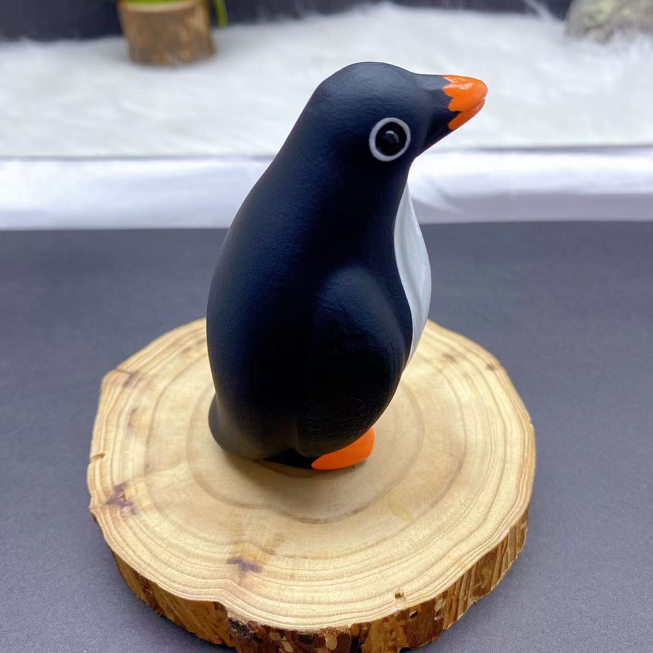Obsidian Penguin Carving