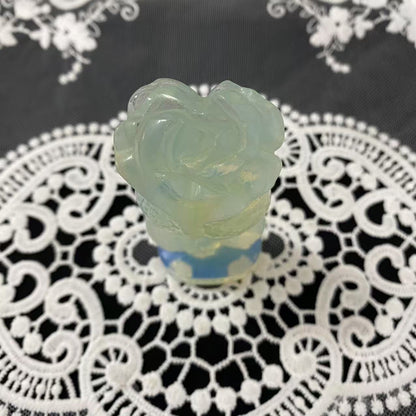 Opalite Rose Flower Carving