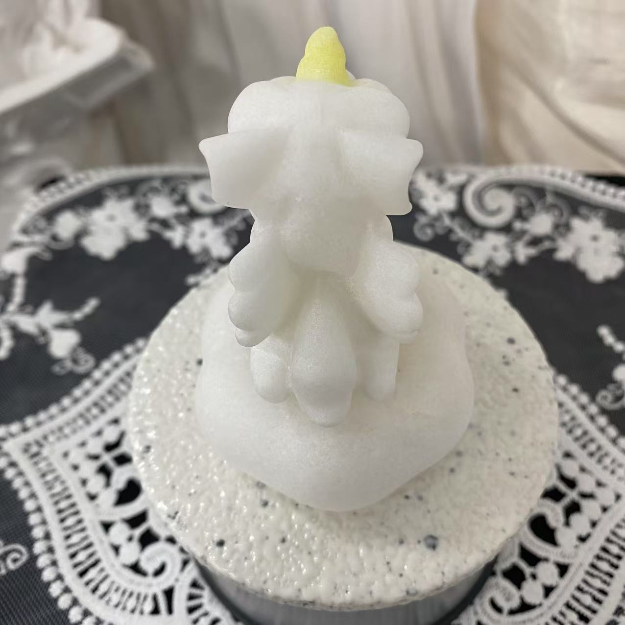 White Jade Spinning Unicorn Carving