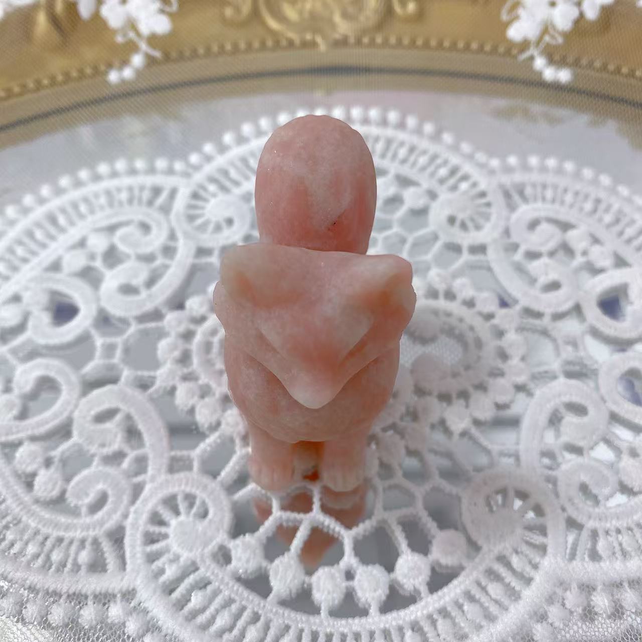 Pink Opal Fox Carving