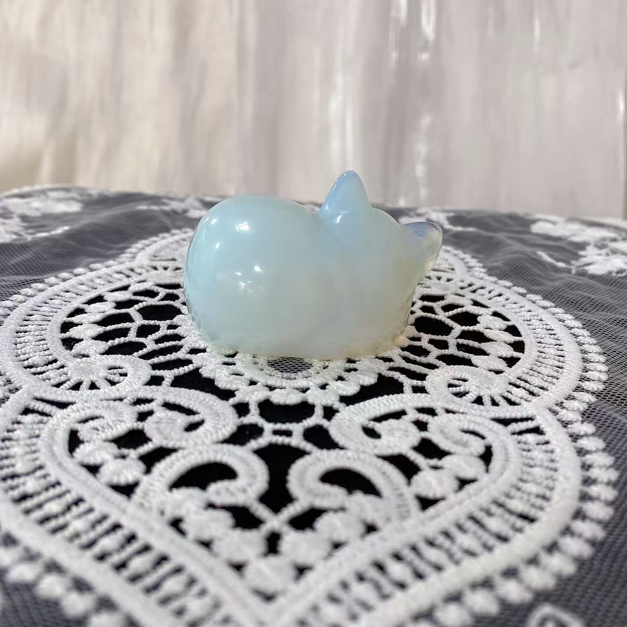 Opalite Sleeping Cat Carving