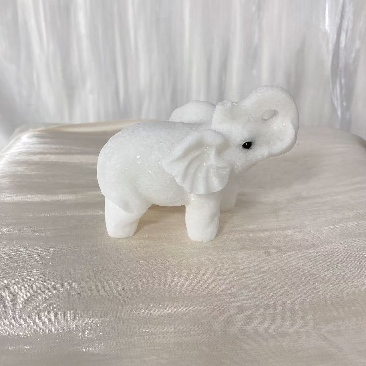 White Jade Elephant Carving