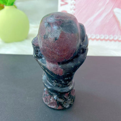 Garnet Skull Snake Hand Carving