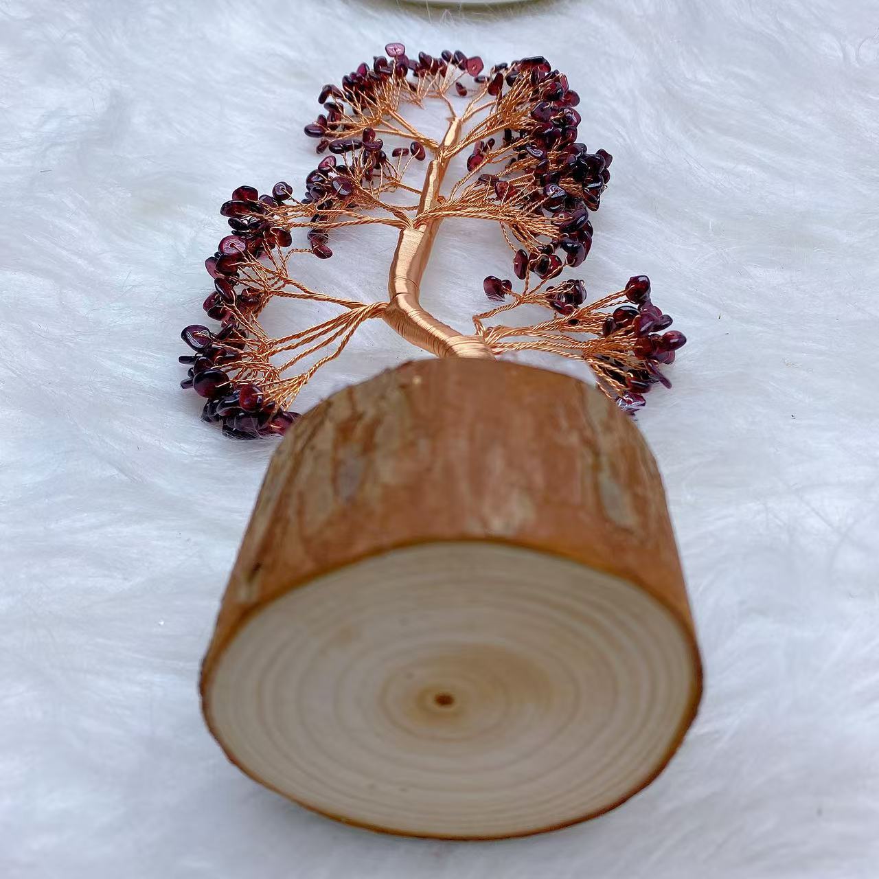 Garnet Money Tree with Wooden Base