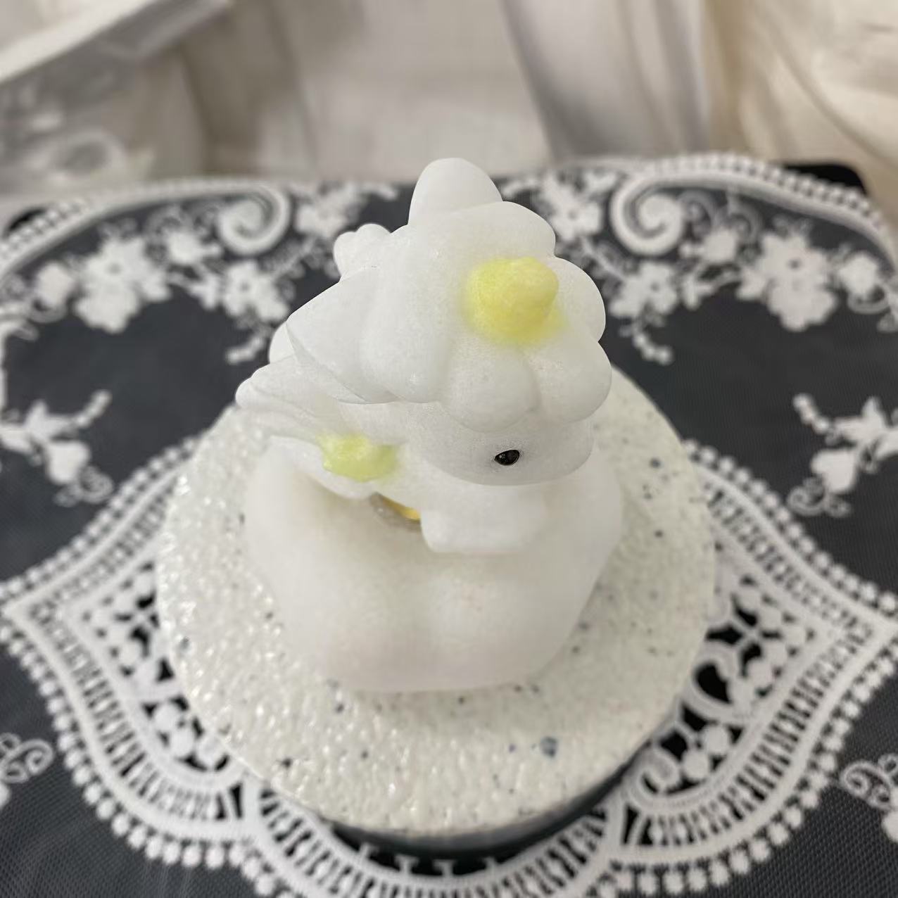 White Jade Spinning Unicorn Carving