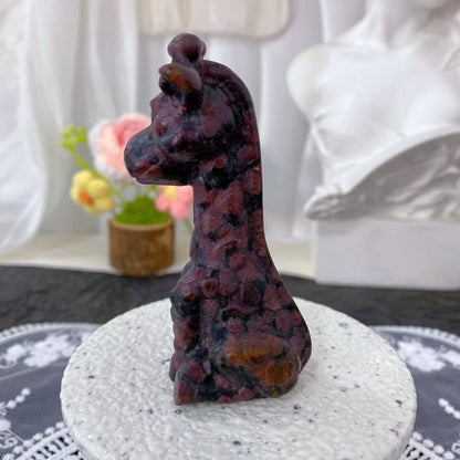 Garnet Giraffe Carving