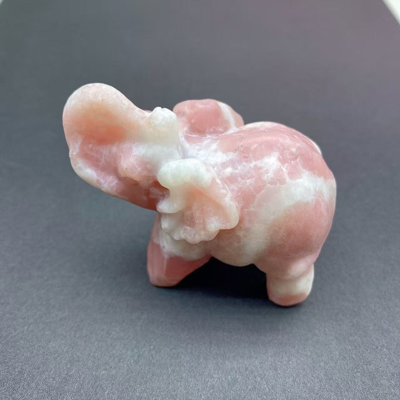 Pink Opal Elephant Carving