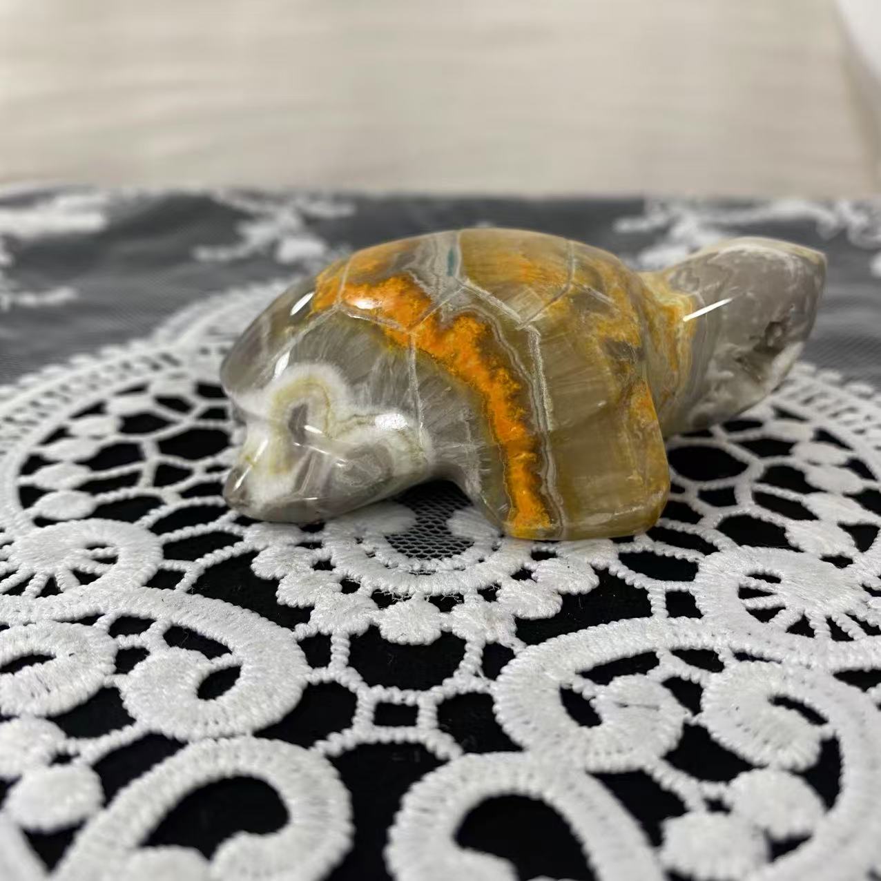 Bumble Bee Jasper Turtle Carving