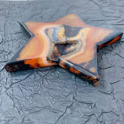 Black Red Agate Geode Star