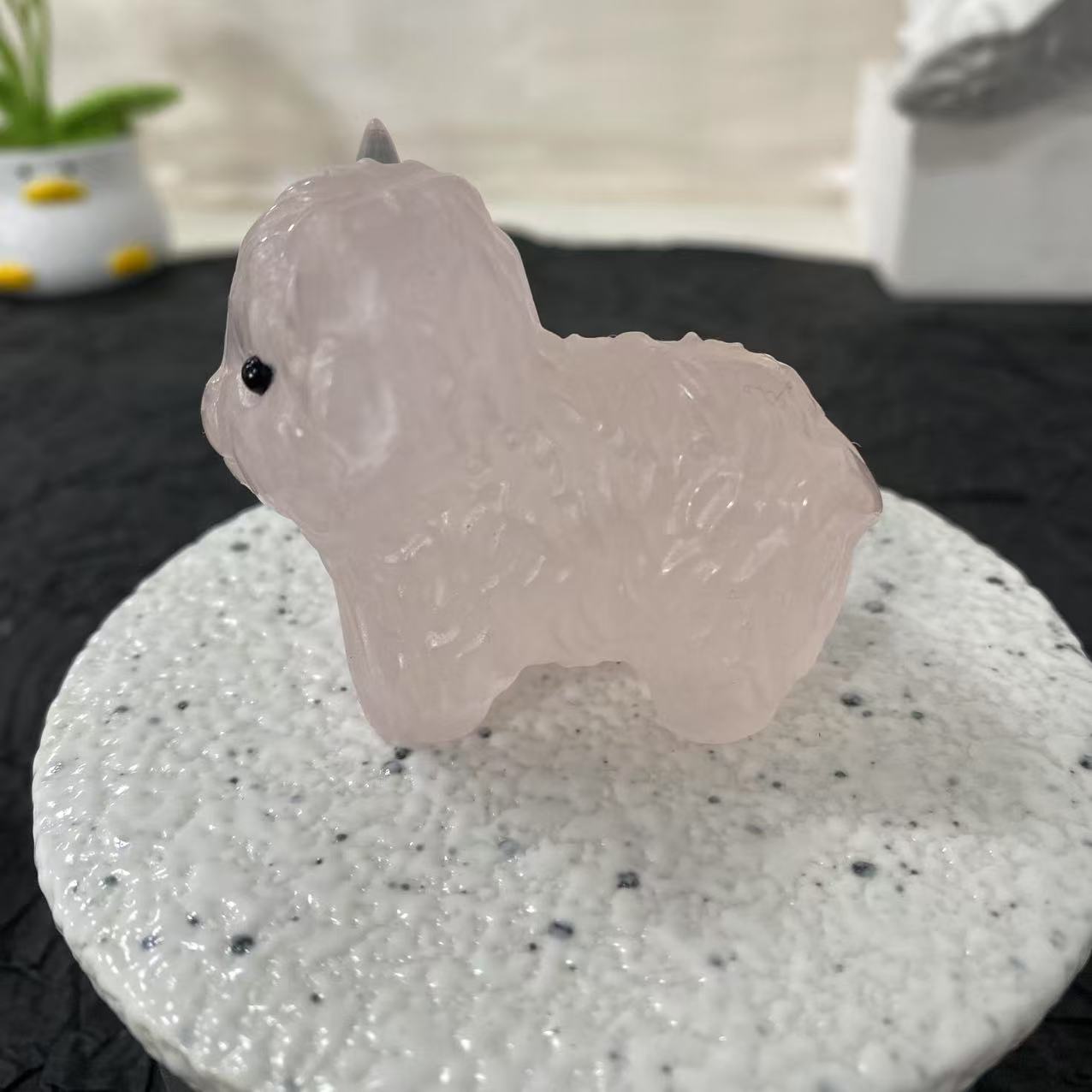 Rose Quartz Highland Cow Carving5.5cm