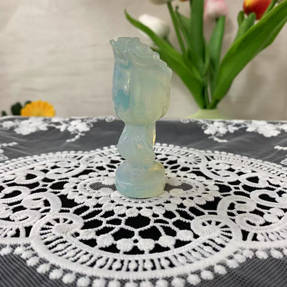Opalite Rose Flower Carving