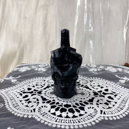 Black Obsidian Finger Skull Carving