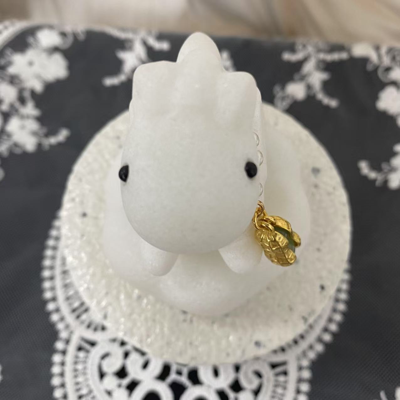 White Jade Spinning Carousel Horse Carving
