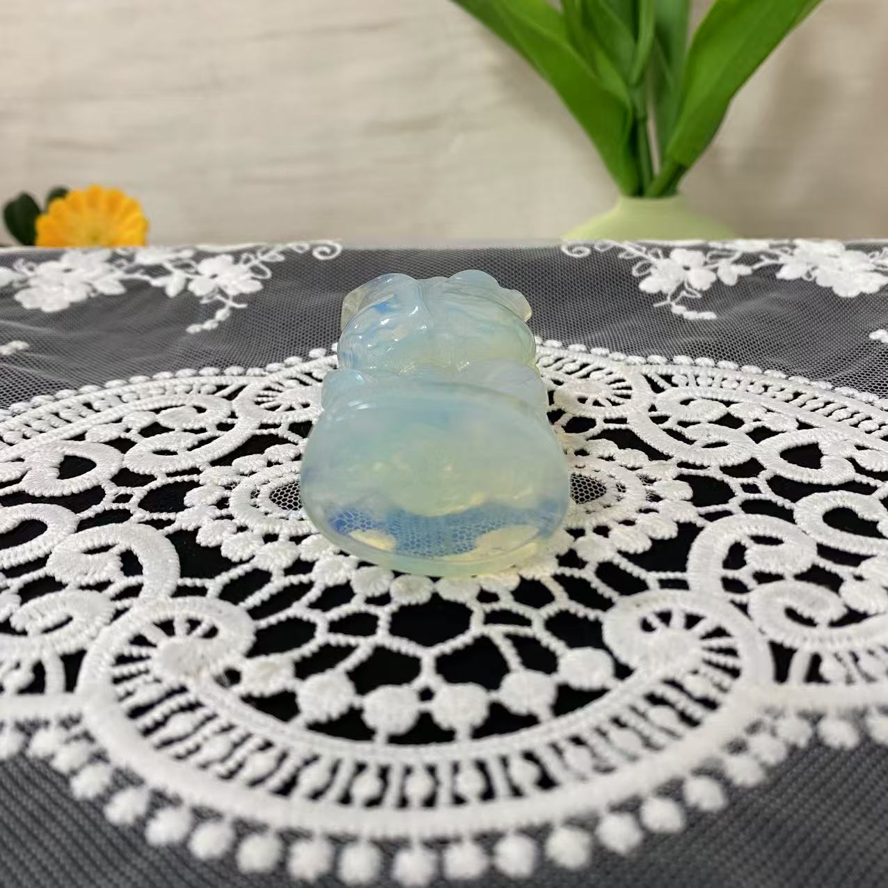 Opalite Rose Flower Carving