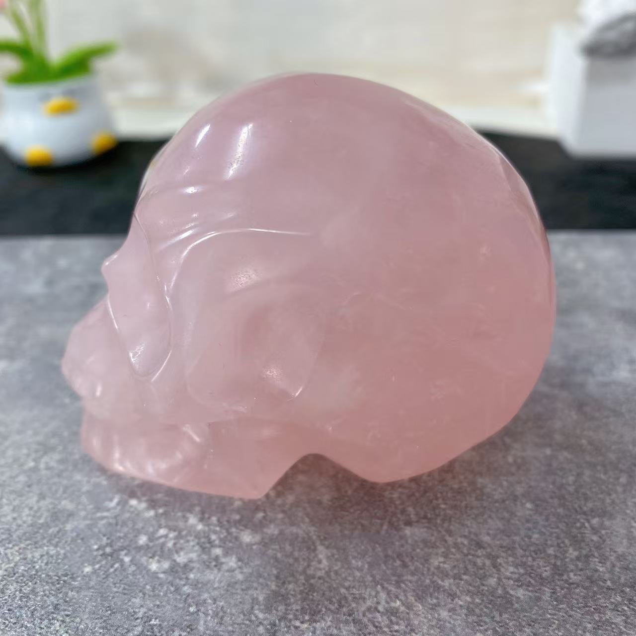 Rose Quartz Skull Carving