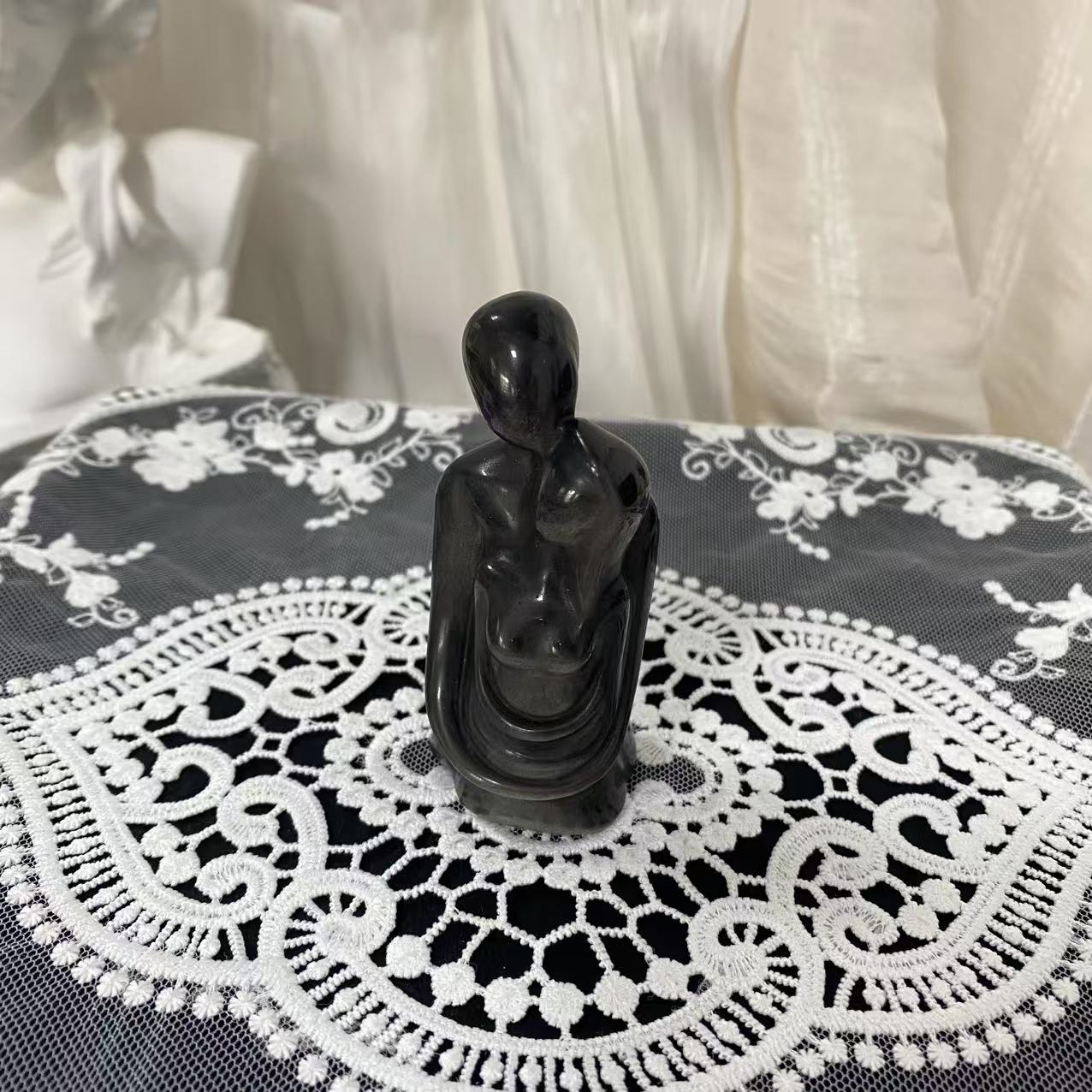 Silver Obsidian Lovers Carving