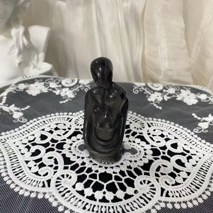 Silver Obsidian Lovers Carving