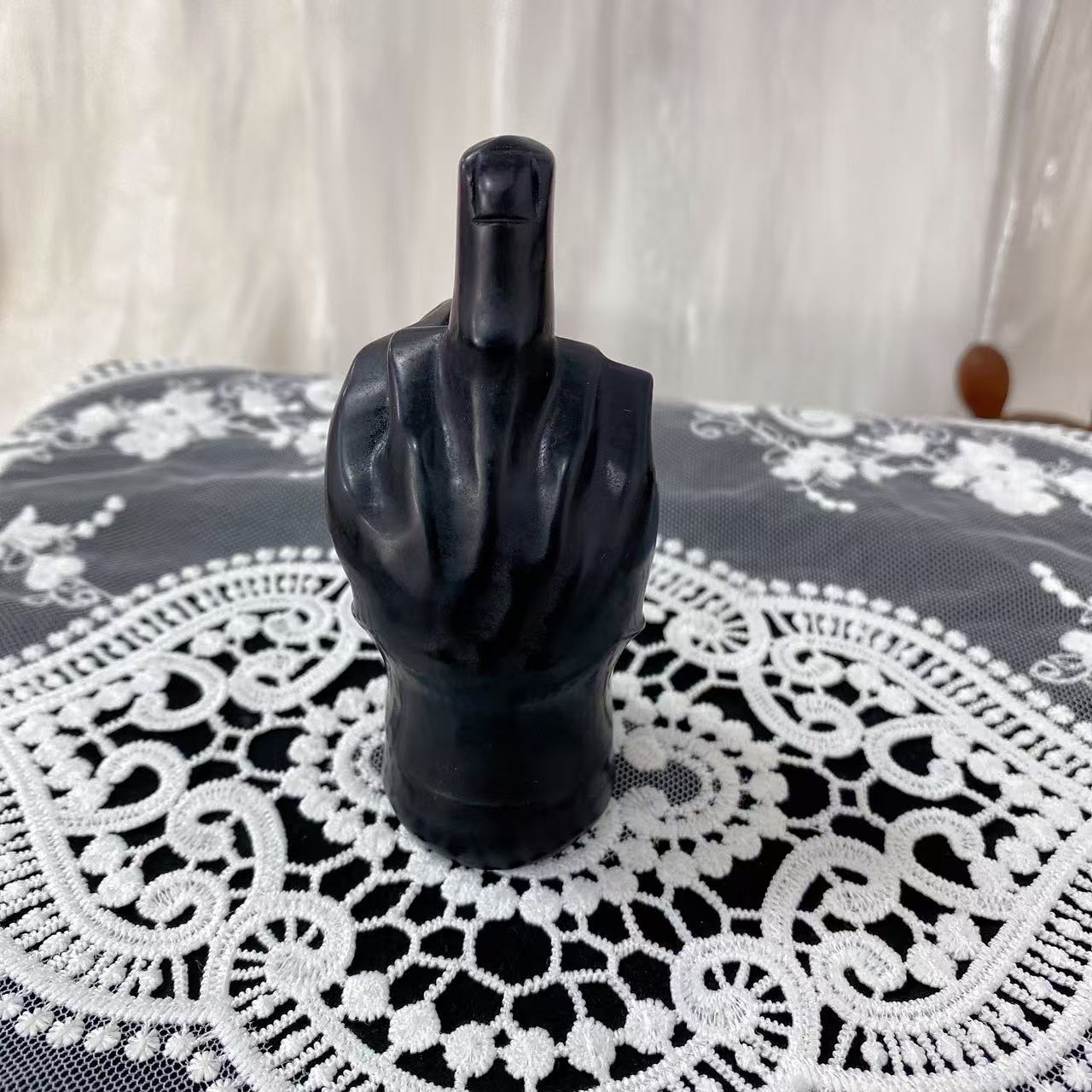 Black Obsidian Finger Skull Carving