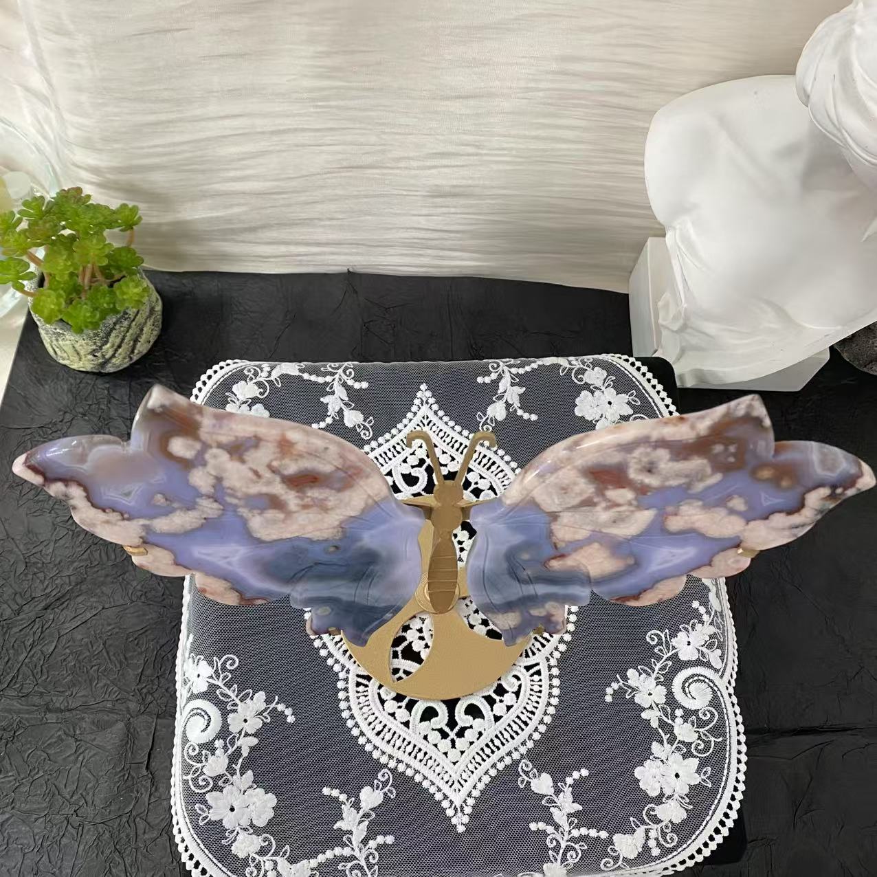 Blue Flower Agate Butterfly Wings