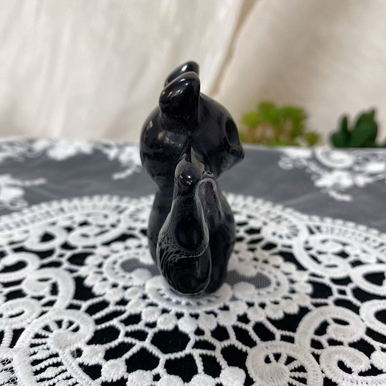 Black Obsidian Bat Carving