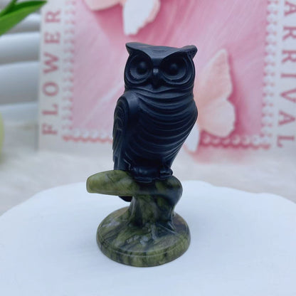 Black Obsidian Owl Carving
