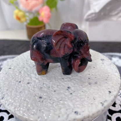 Garnet Elephant Carving