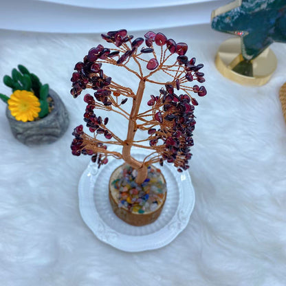 Garnet Money Tree with Wooden Base