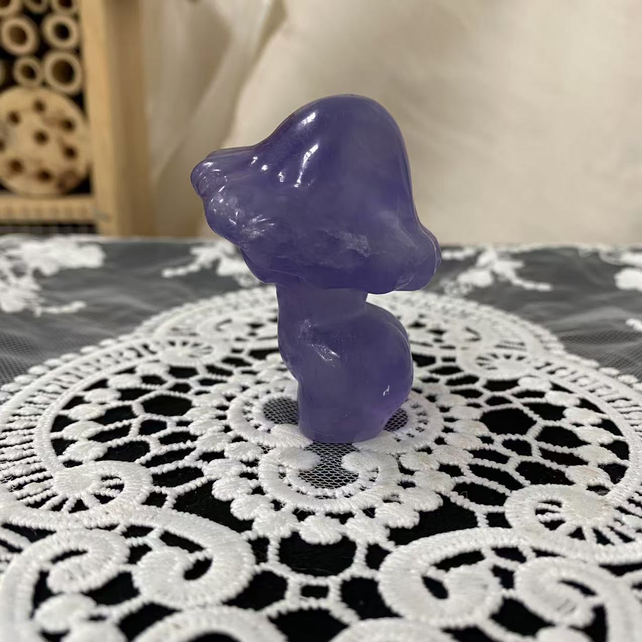 Purple Fluorite Mushroom Female Body Carving