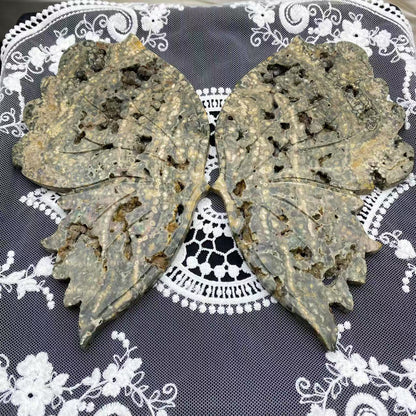 Ocean Jasper Geode Butterfly Wing Carving