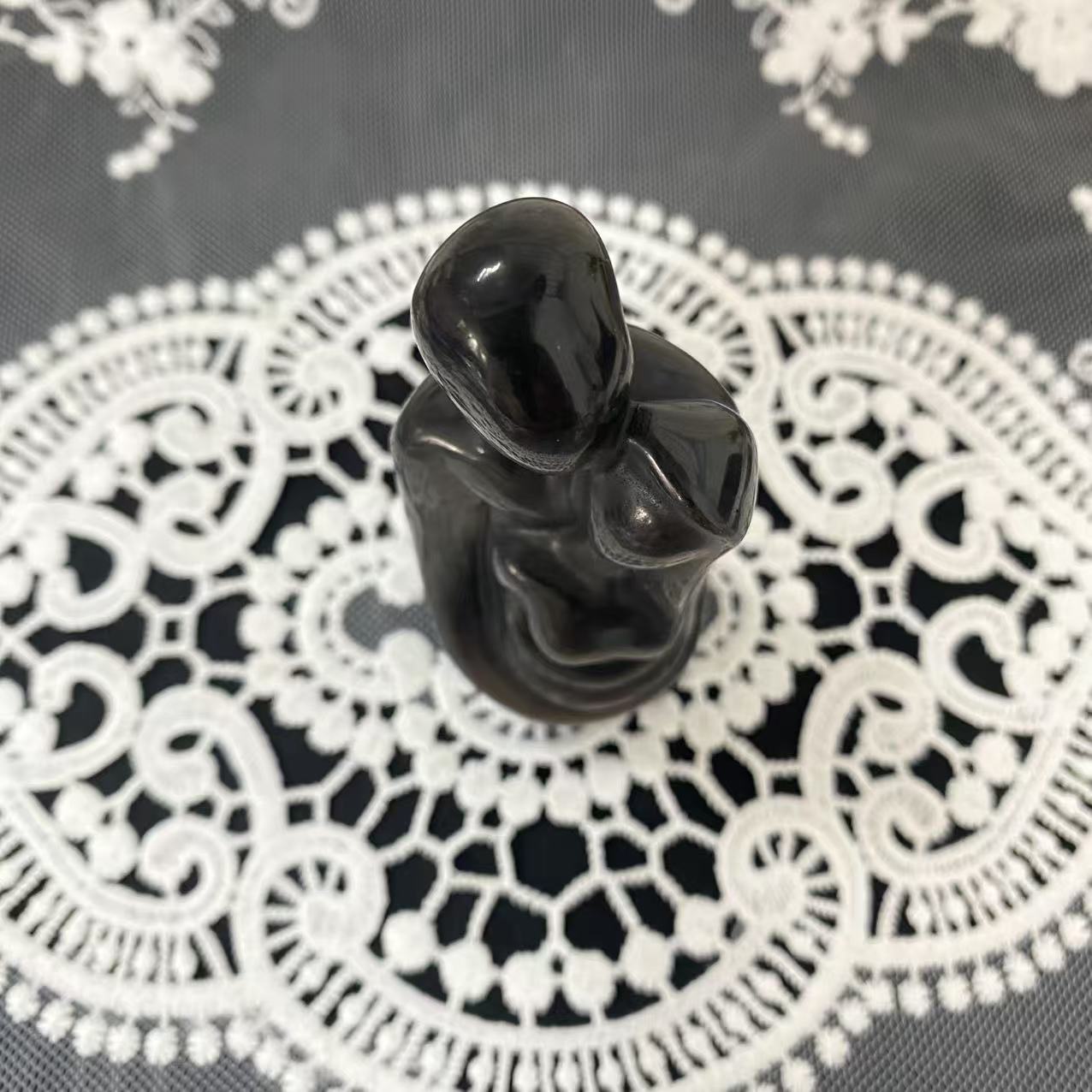 Silver Obsidian Lovers Carving