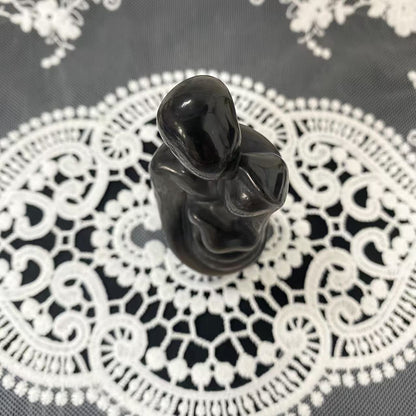 Silver Obsidian Lovers Carving