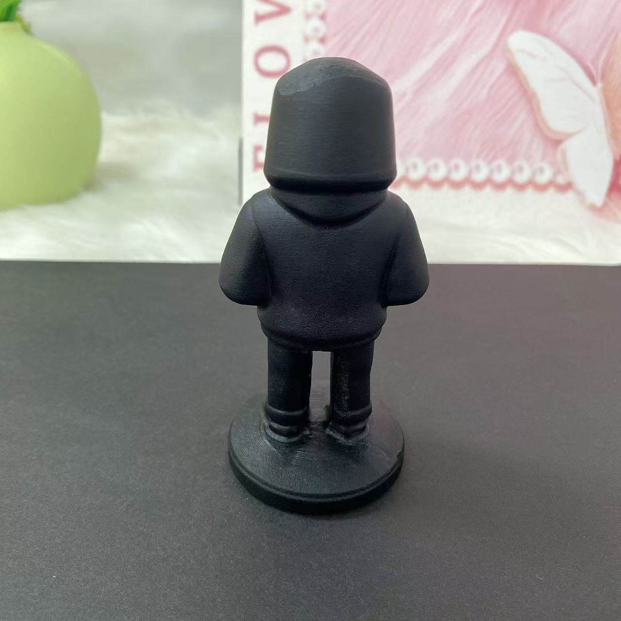 Black Obsidian Skull Figure Carving
