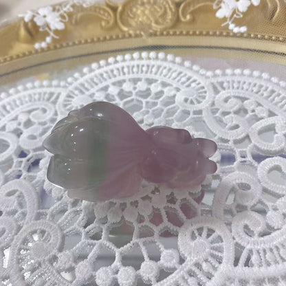 Lavender Fluorite Nine-Tailed Fox Carving