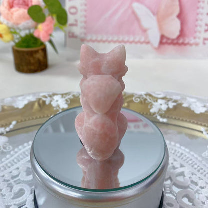 Pink Opal Fox Carving