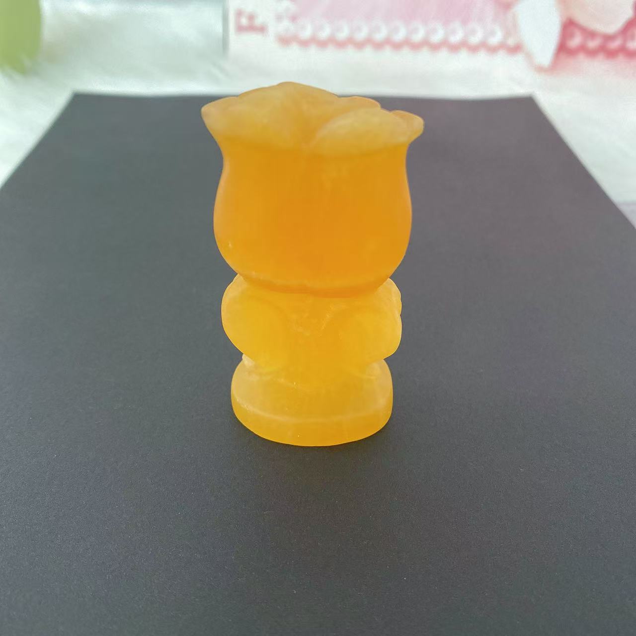 Yellow Calcite Rose Carving
