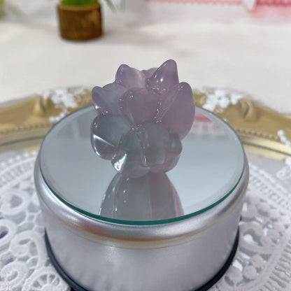 Lavender Fluorite Nine-Tailed Fox Carving