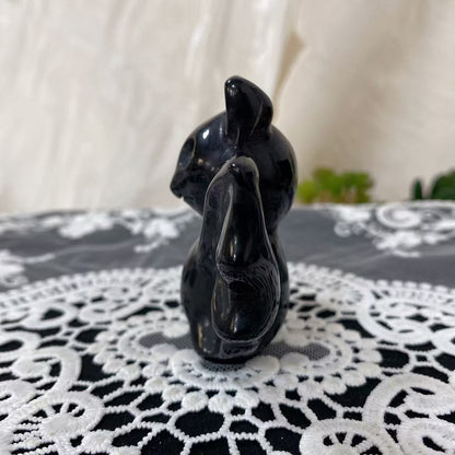 Black Obsidian Bat Carving