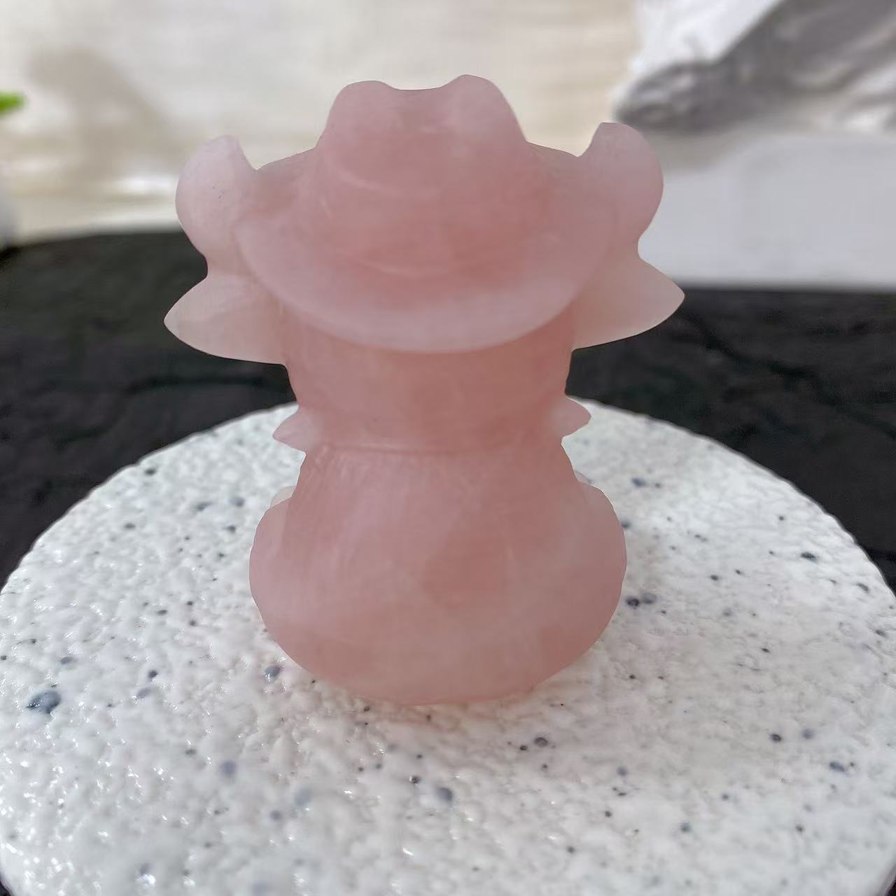 Rose Quartz Cowboy Bull Carving