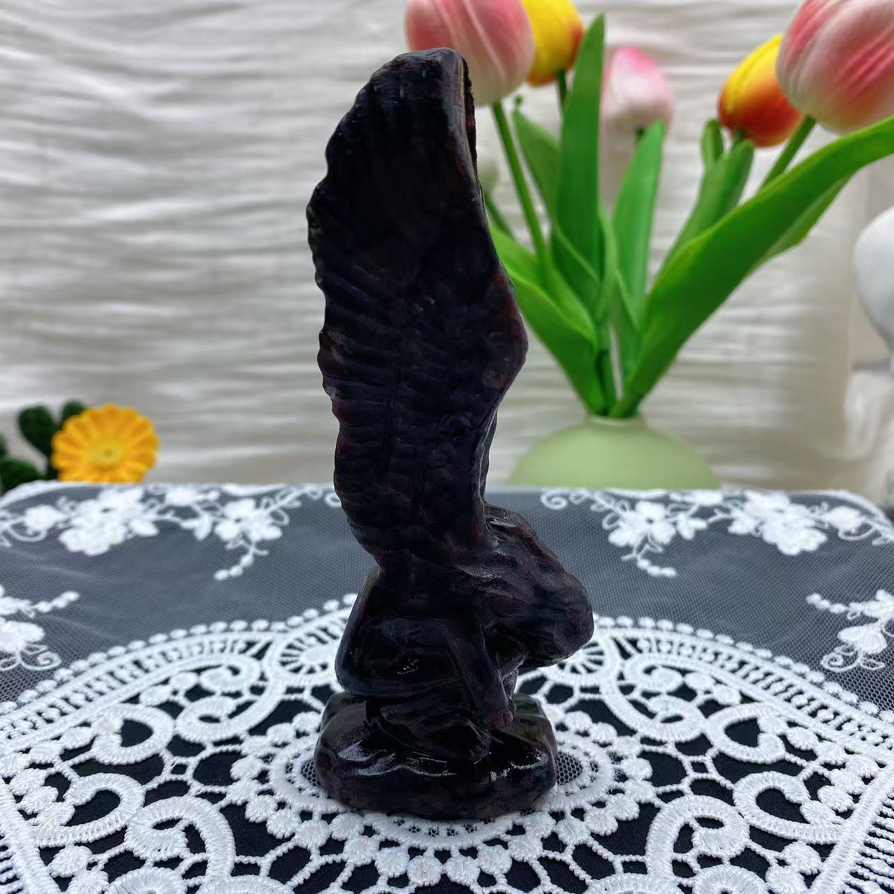 Garnet Crying Angel Carving