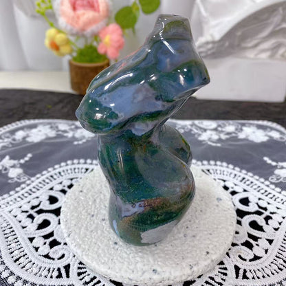 Moss Agate Female body Carving