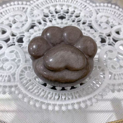 Silver Obsidian Cat Paw Carving