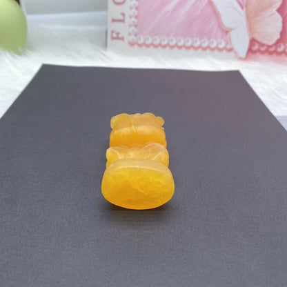 Yellow Calcite Rose Carving