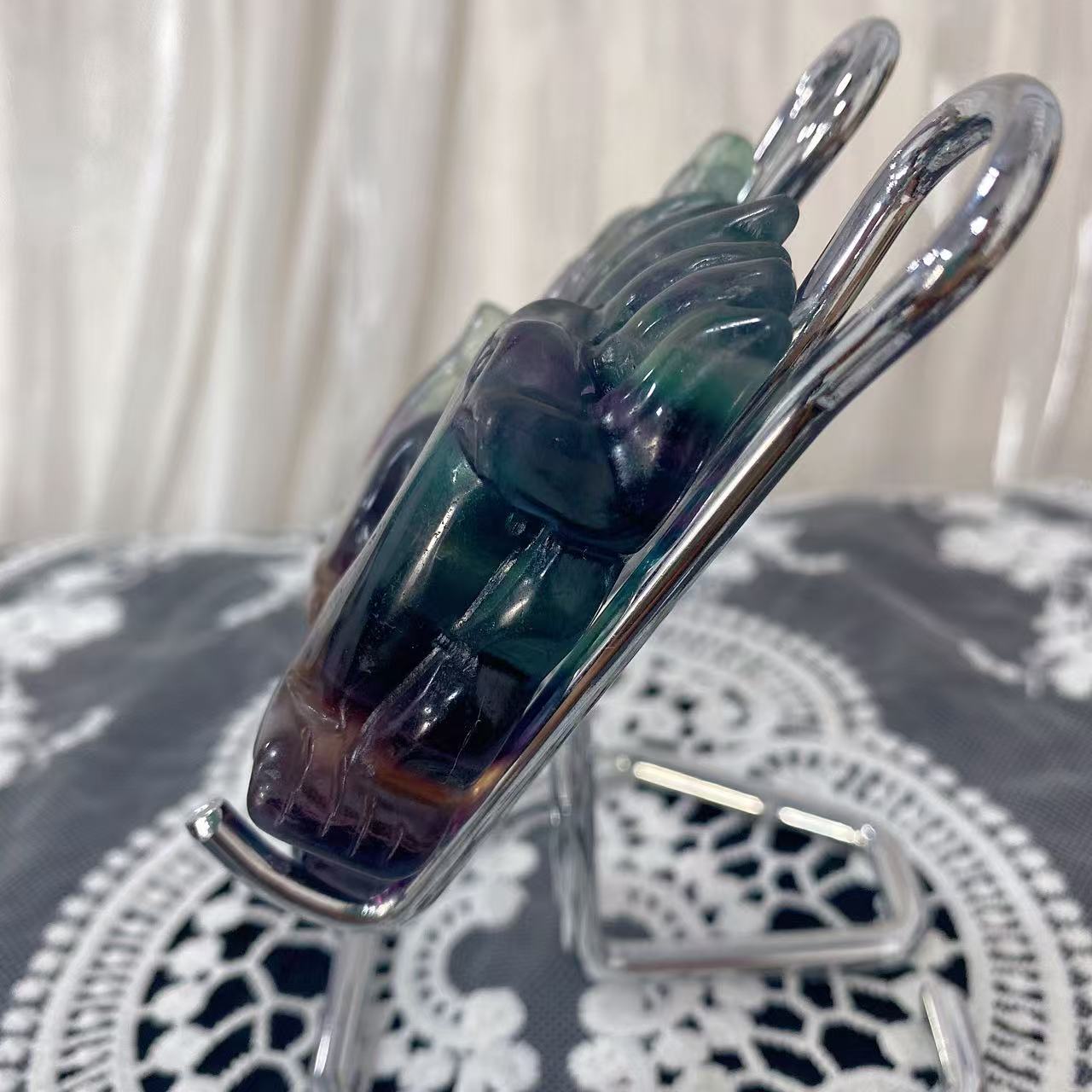 Fluorite Nine-Tailed Fox Carving