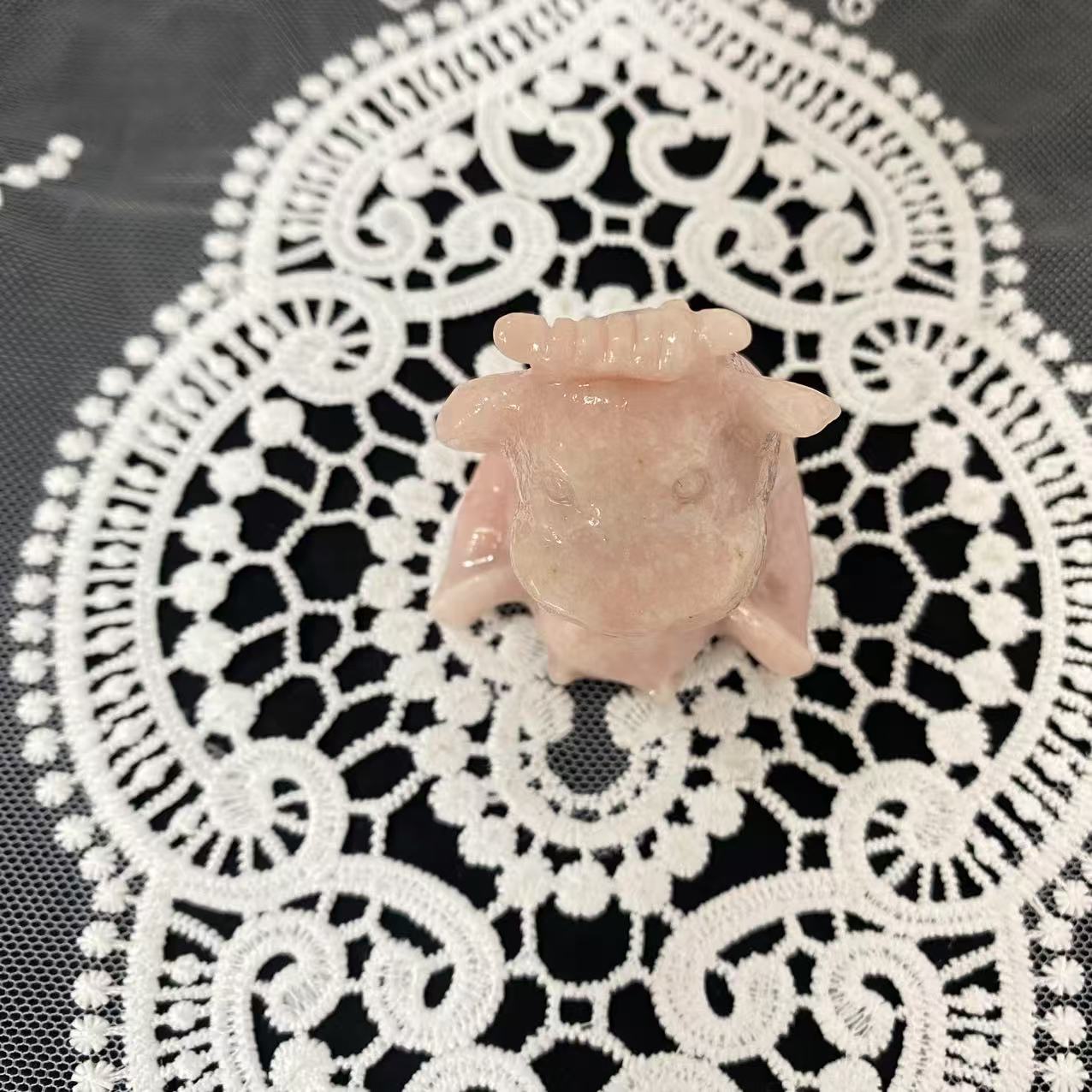 Pink Opal Bull Carving