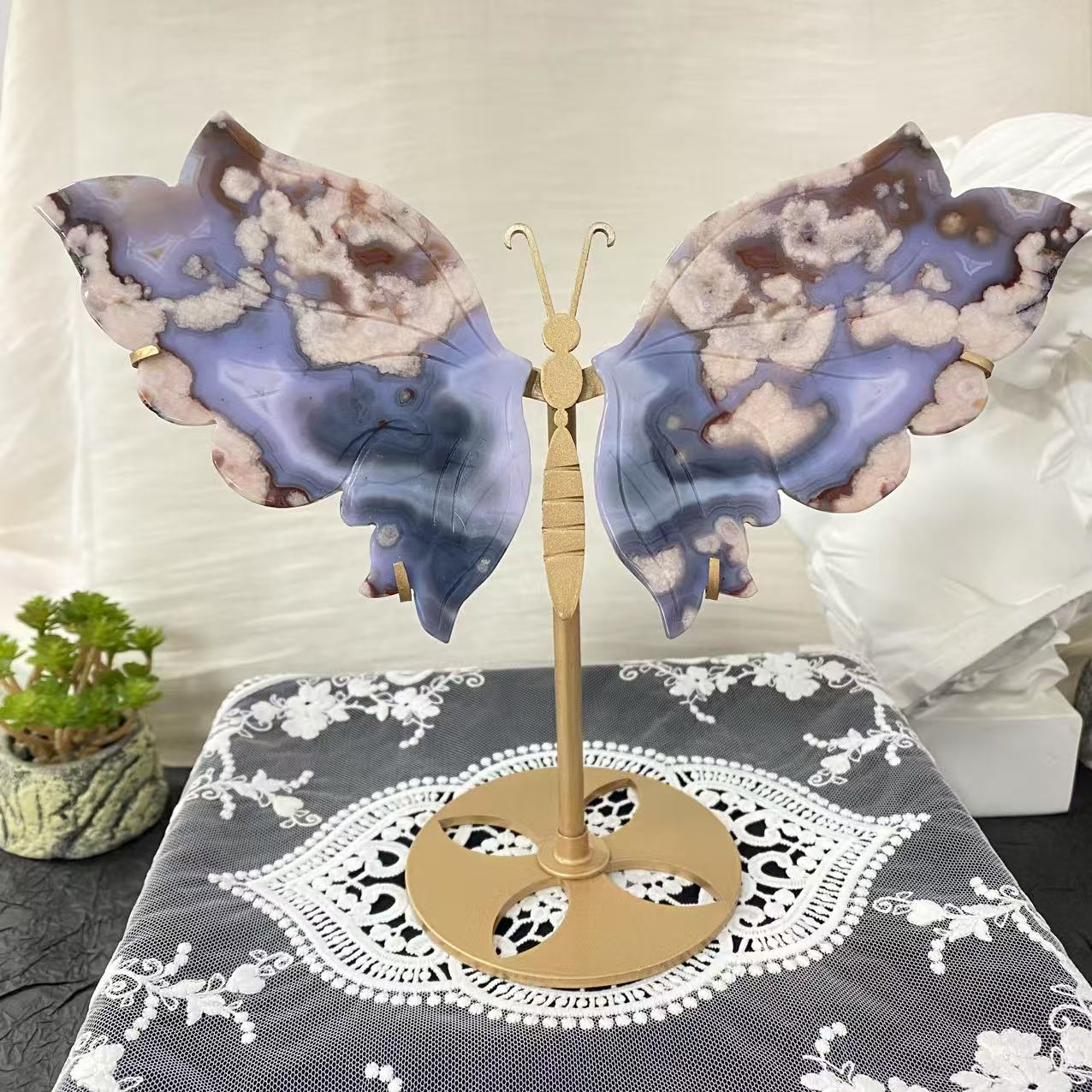 Blue Flower Agate Butterfly Wings