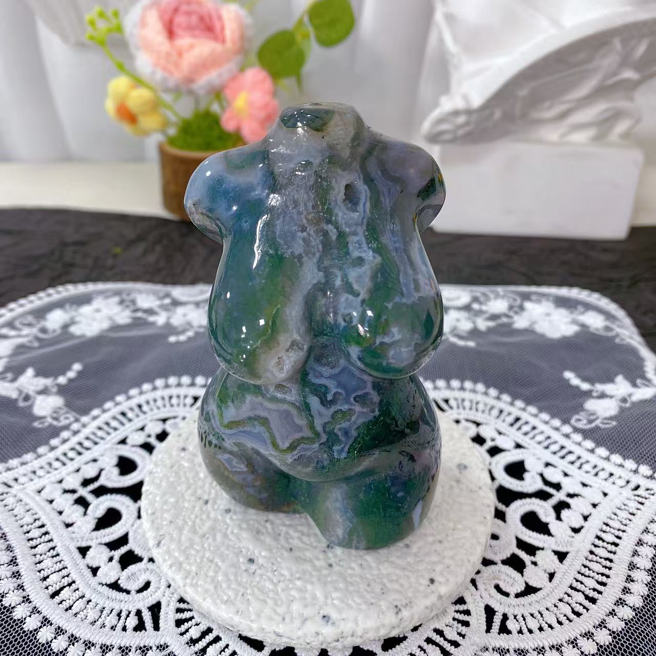 Moss Agate Female body Carving