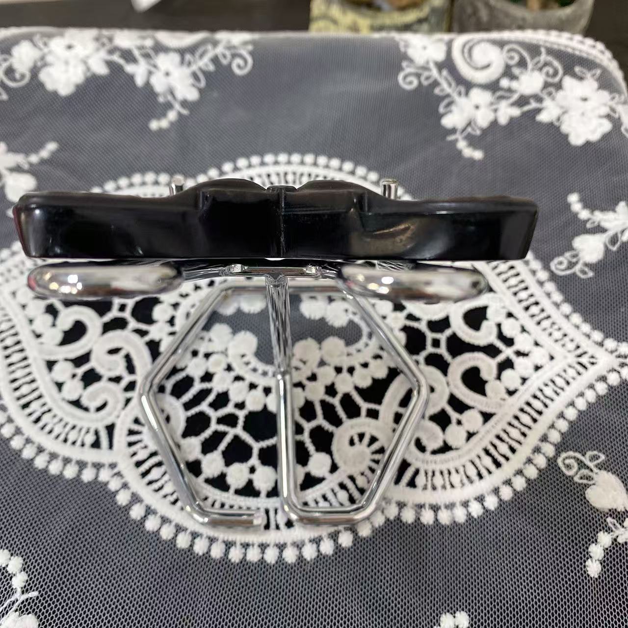 Silver Obsidian Butterfly Skull Carving