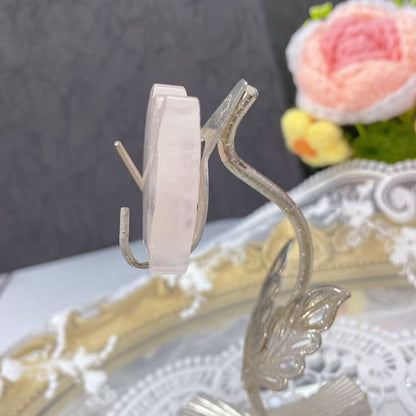 Rose Quartz Flat Owl Carving